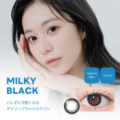 Lenssis Monthly  MILKY BLACK/1ヵ月タイプ2枚入りカラーコンタクト
